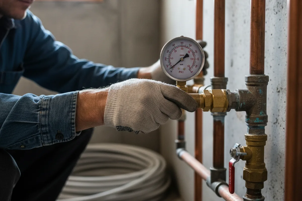 Pressure testing a repaired line during Water Line Repair in Terlton